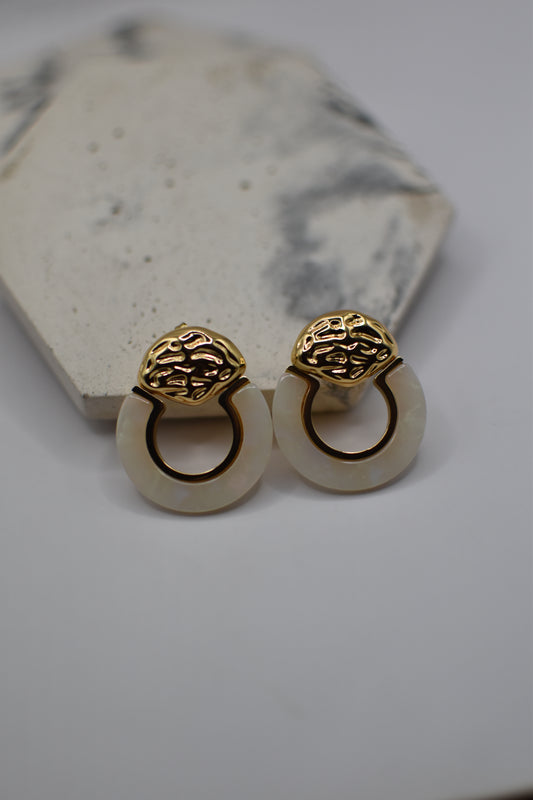Gold White Chunky Earrings