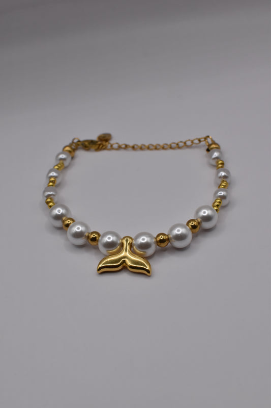 Gold pearl mermaid bracelet
