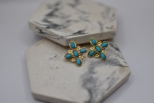 Blue Aegean Cross Earrings