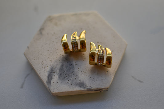 Gold Triple Earrings