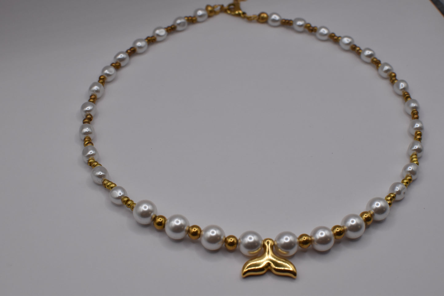 Gold Pearl Mermaid Necklace