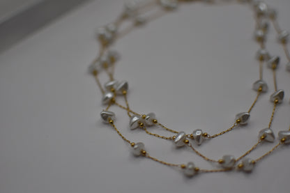 Triple Pearl Gold Necklace