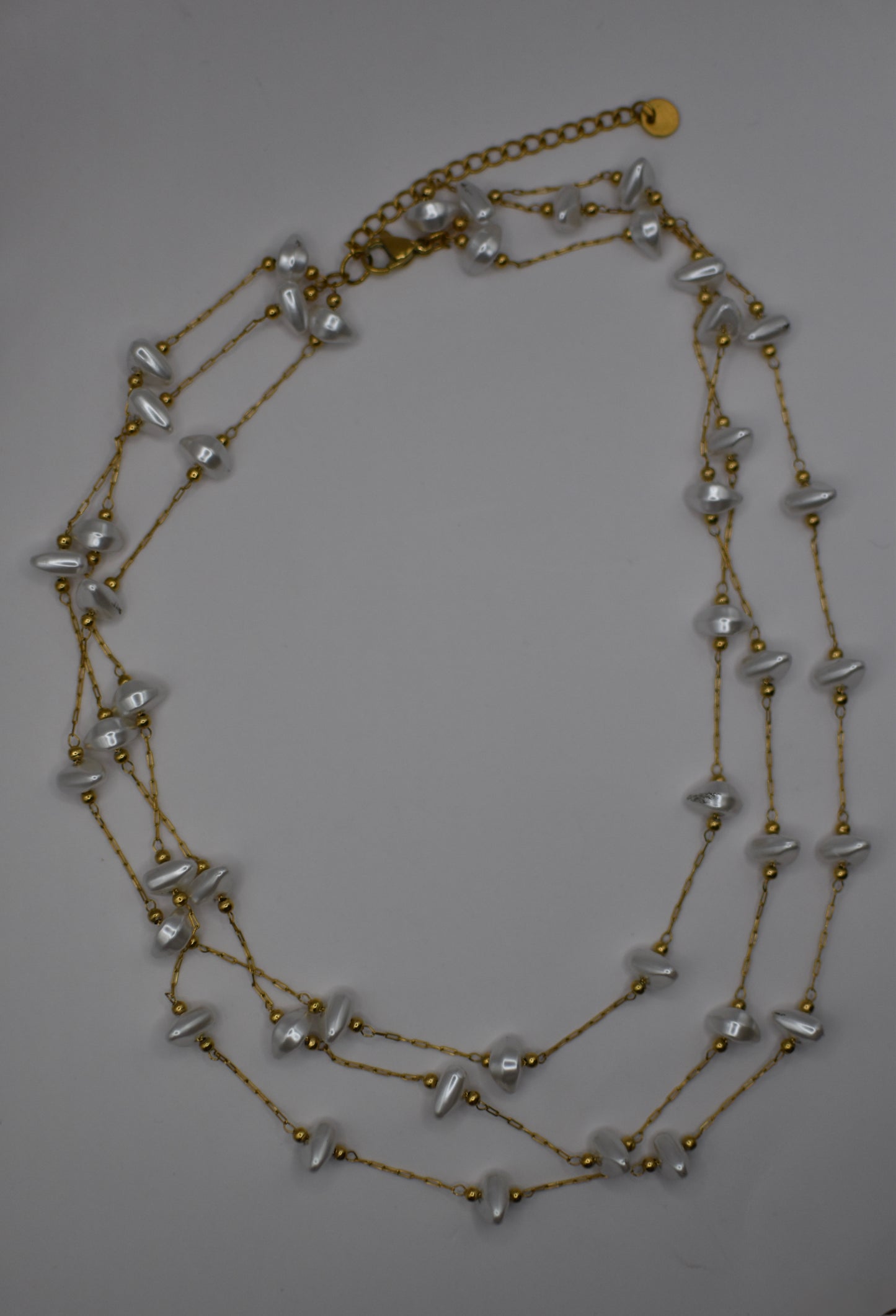 Triple Pearl Gold Necklace