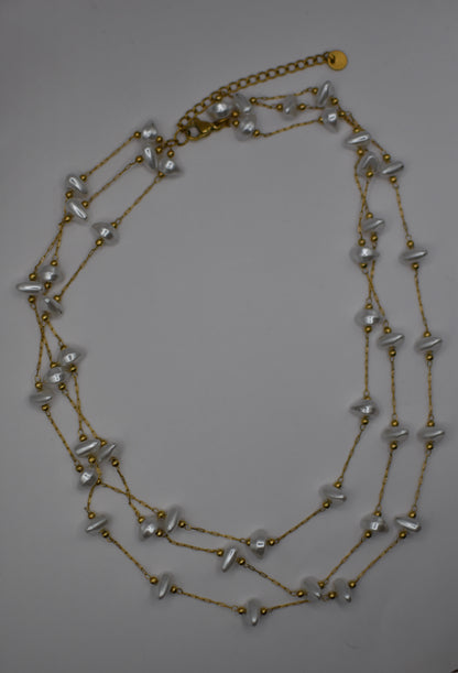 Triple Pearl Gold Necklace