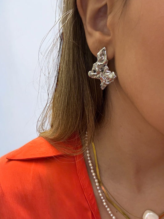 Melt silver earring