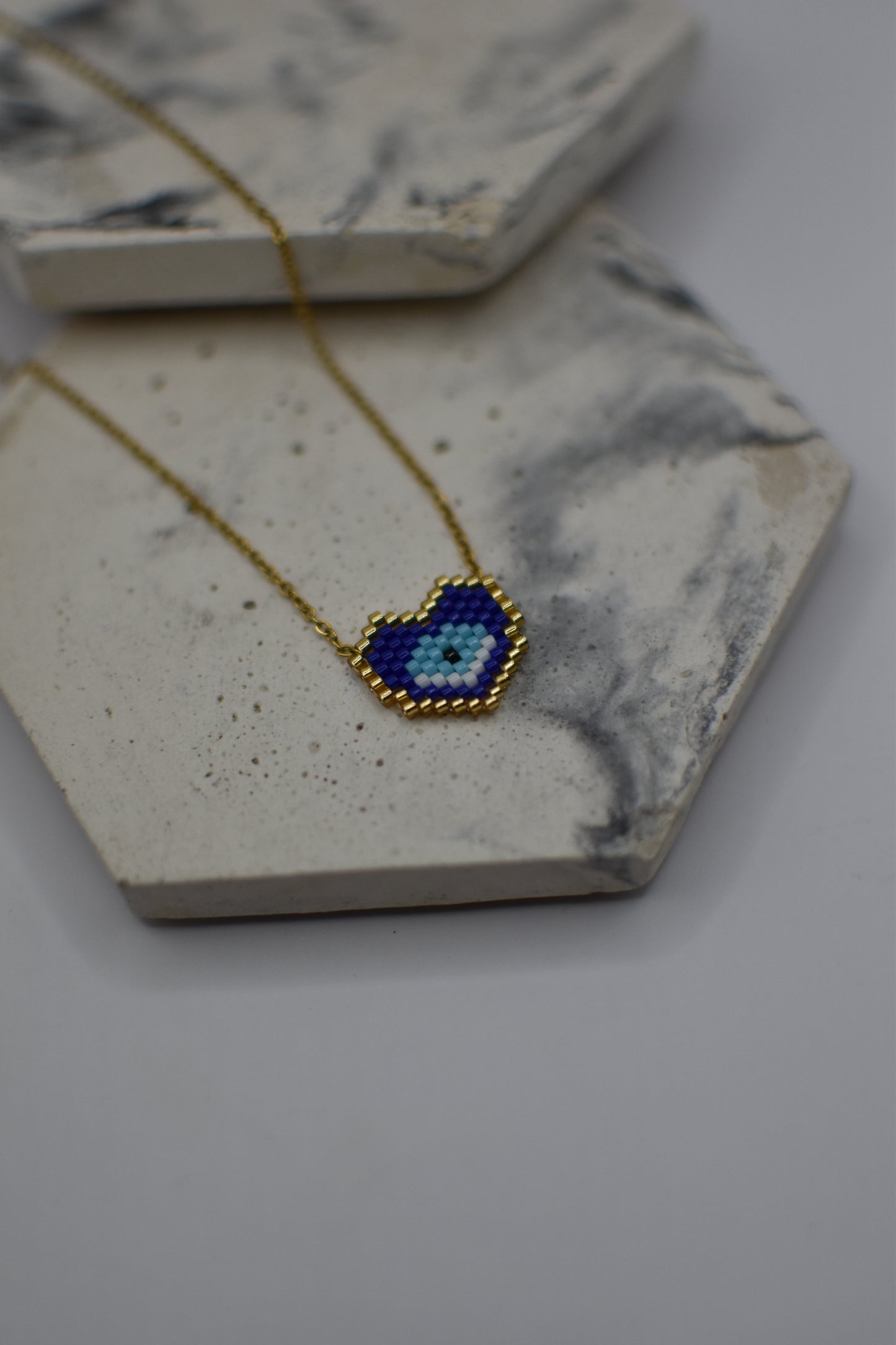 Blue Beads Heart Necklace