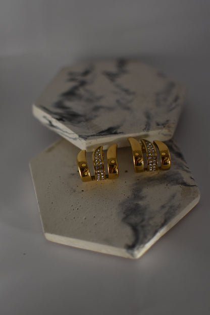Gold Triple Earrings