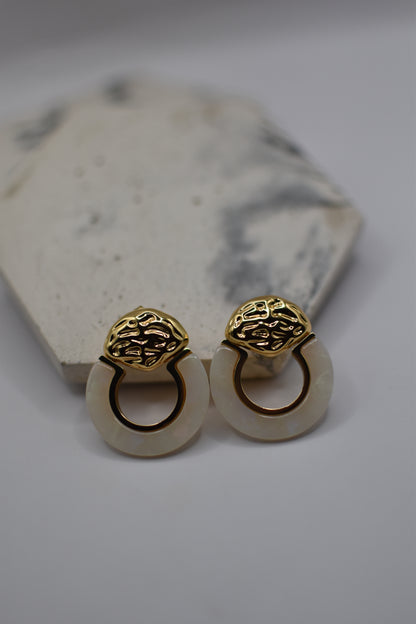 Gold White Chunky Earrings