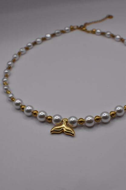 Gold Pearl Mermaid Necklace