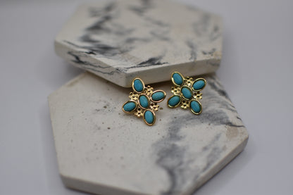 Blue Aegean Cross Earrings