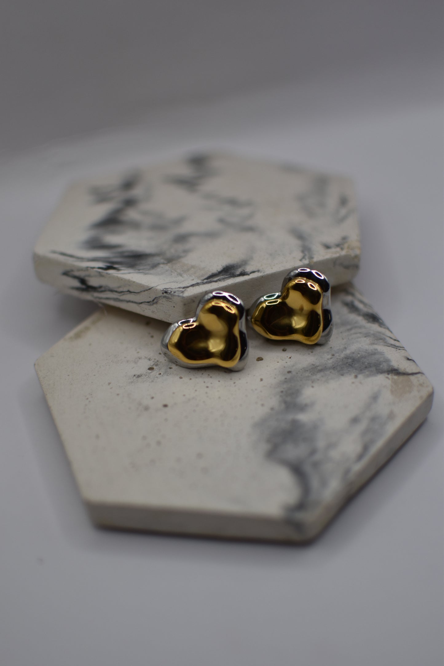 Gold-Silver Heart Earrings