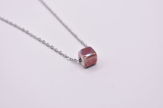 Colorful Cube Silver Chain