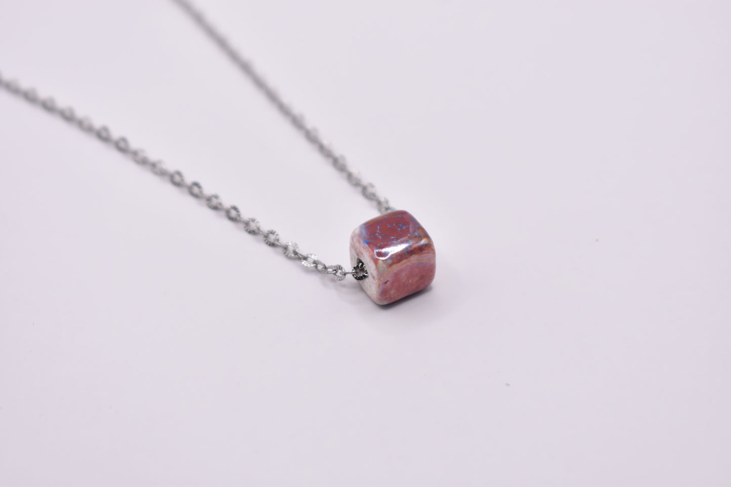 Colorful Cube Silver Chain