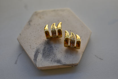 Gold Triple Earrings